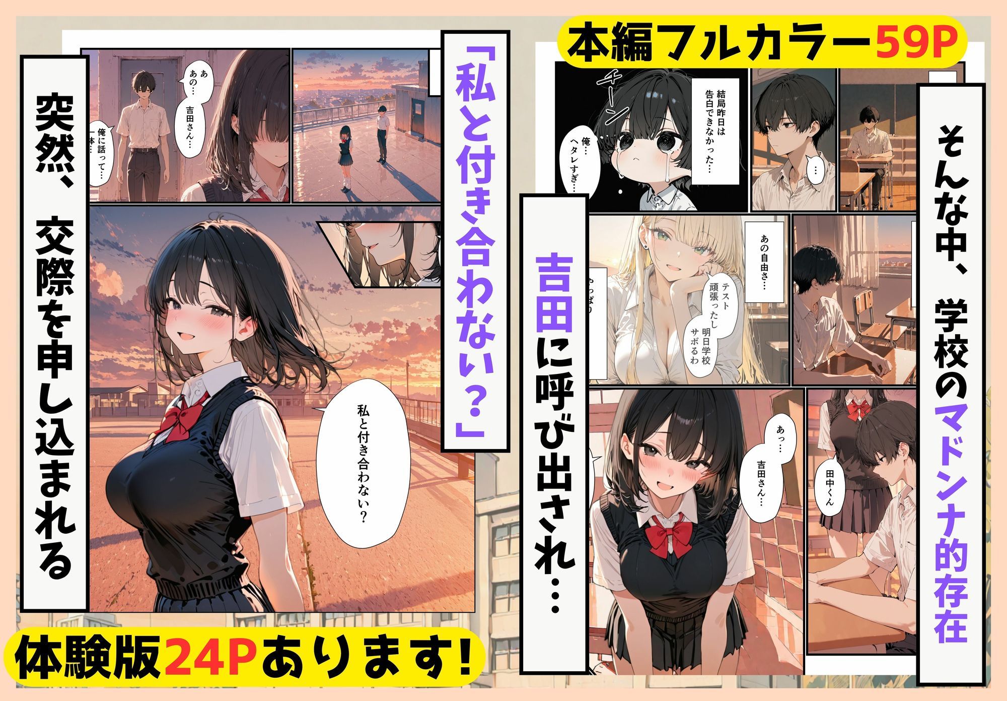 隣の席のギャルのことが好きなのに、巨乳の同級生が誘惑してくる サンプル画像3