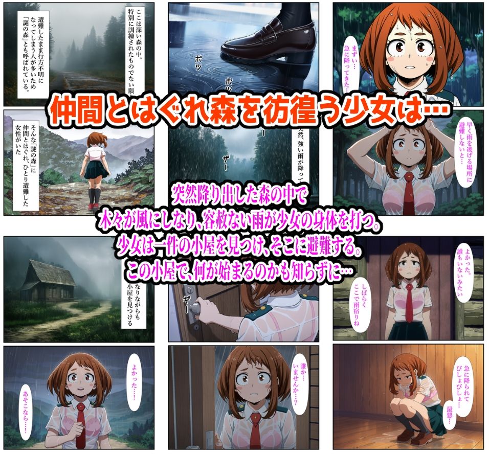 雨宿り濡れ透けレ●プ（お茶子編） サンプル画像1