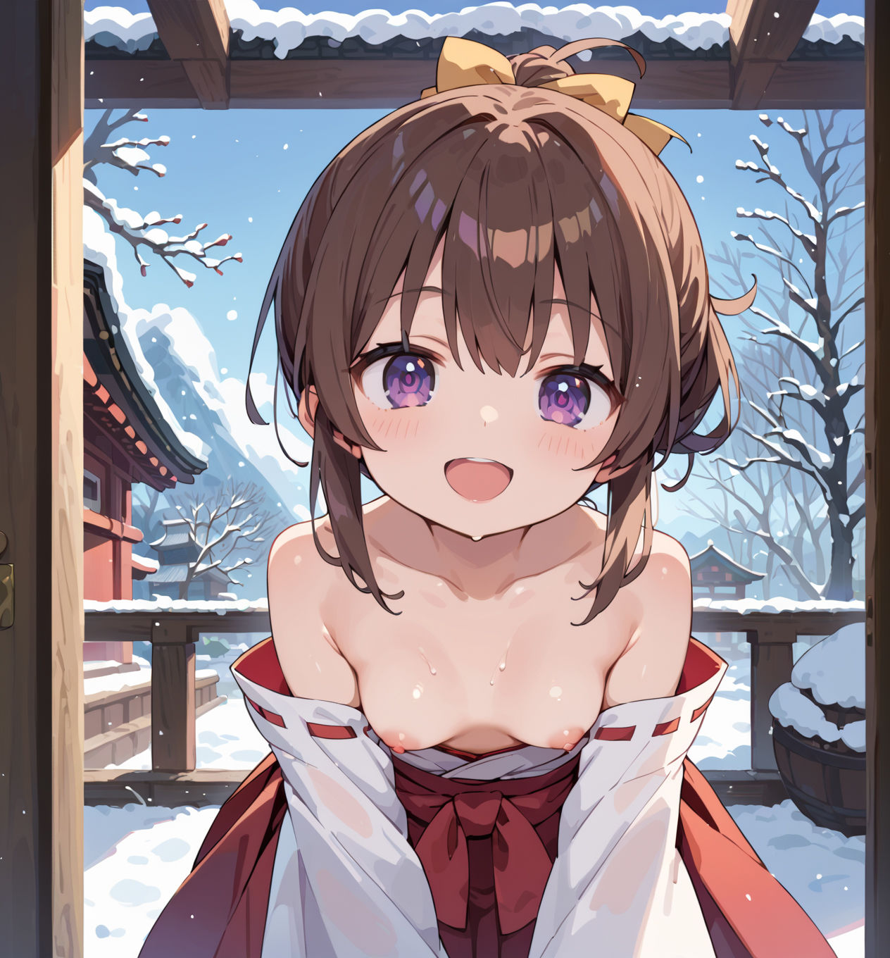 雪の初詣、巫女さんが笑った瞬間に春が来たscene.1 サンプル画像4