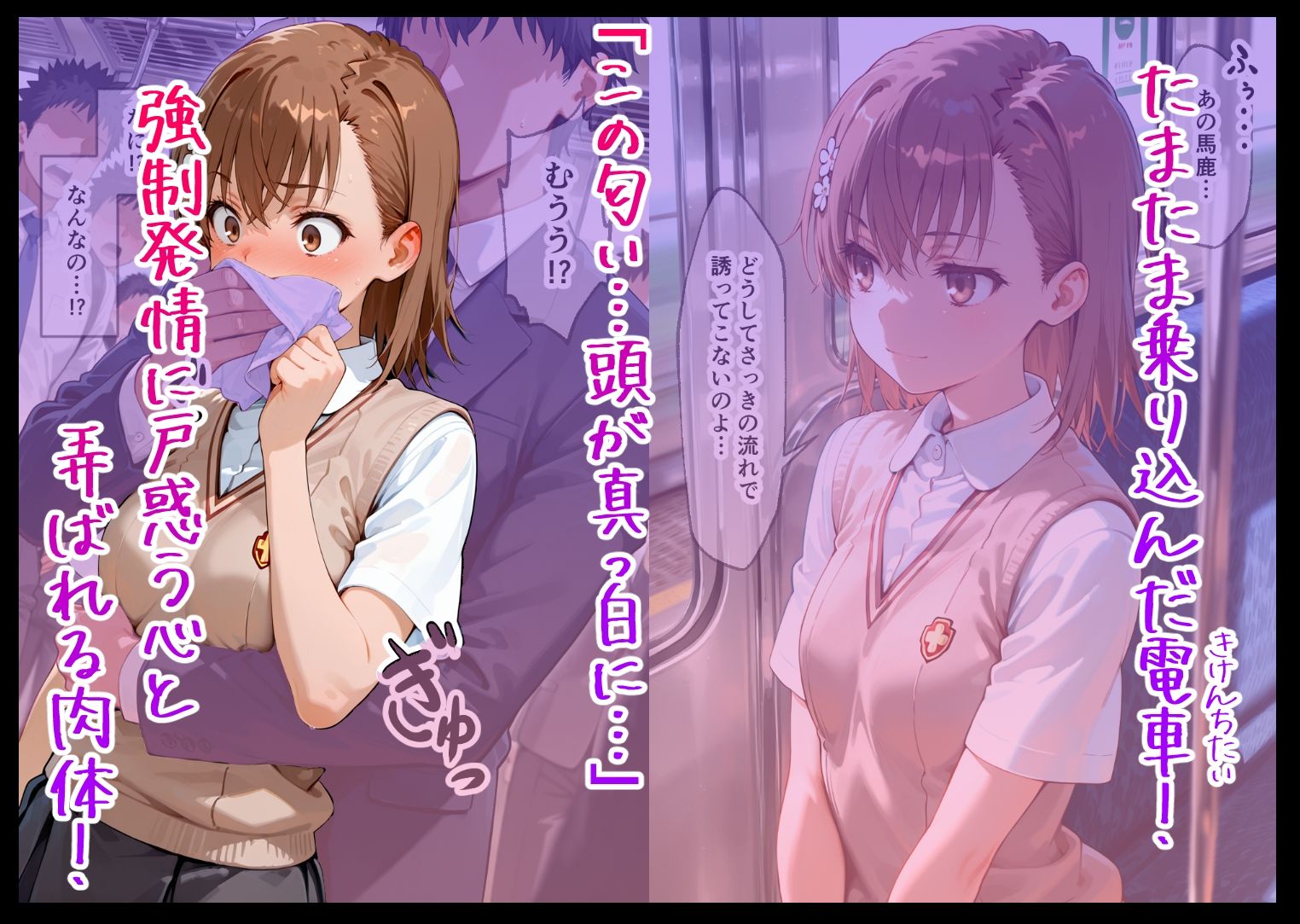 電車痴○堕ち  皆んな見てるなのに降りられない  各駅無視の快楽電車  前と後ろから責められて  学生編 サンプル画像1