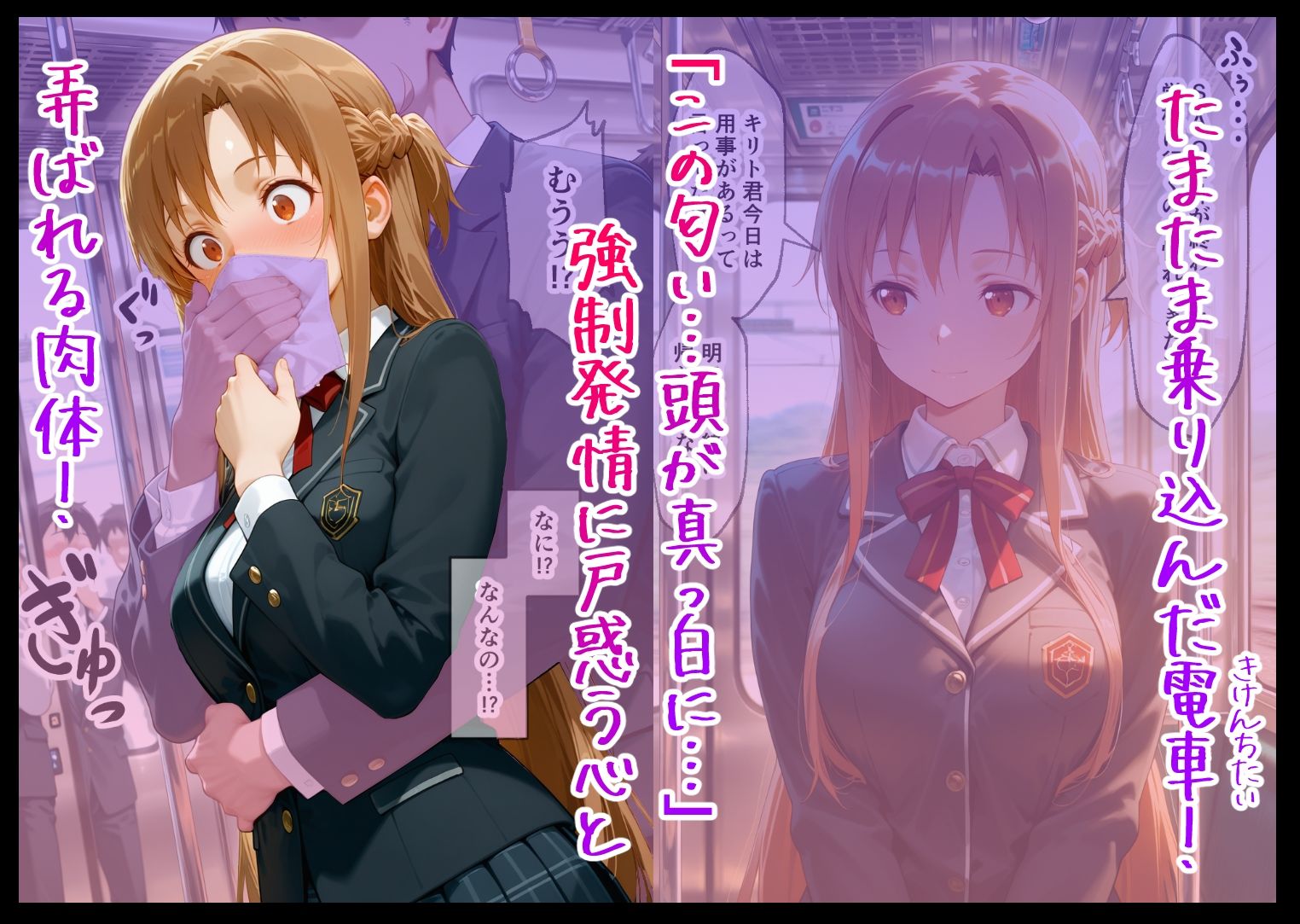 電車痴○堕ち 皆んな見てるなのに降りられない 各駅無視の快楽電車 前と後ろから責められて 女騎士編 サンプル画像1