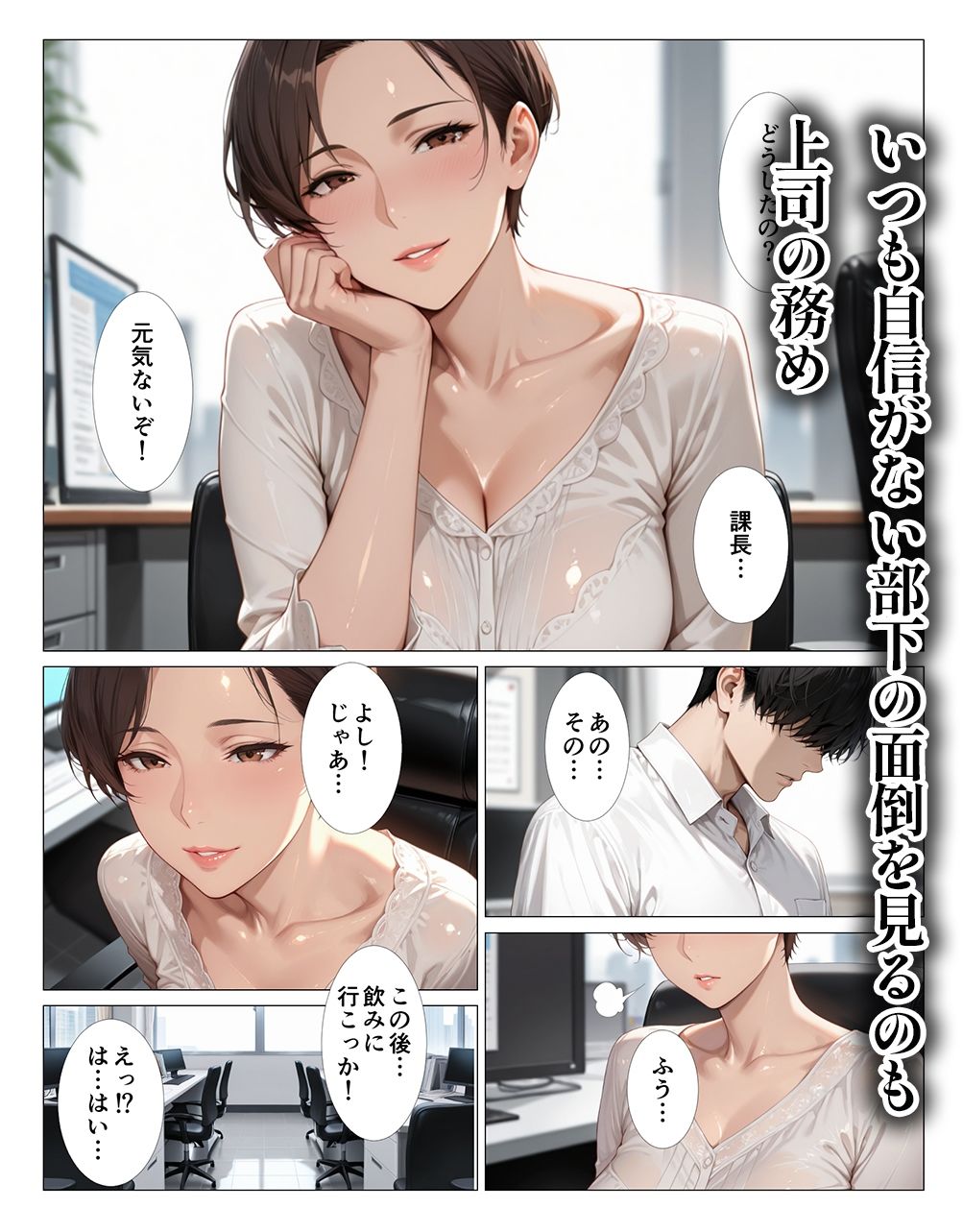 面倒見のいいショートカット巨乳上司が僕のデカチンにハマって挿入したくなる話 サンプル画像1