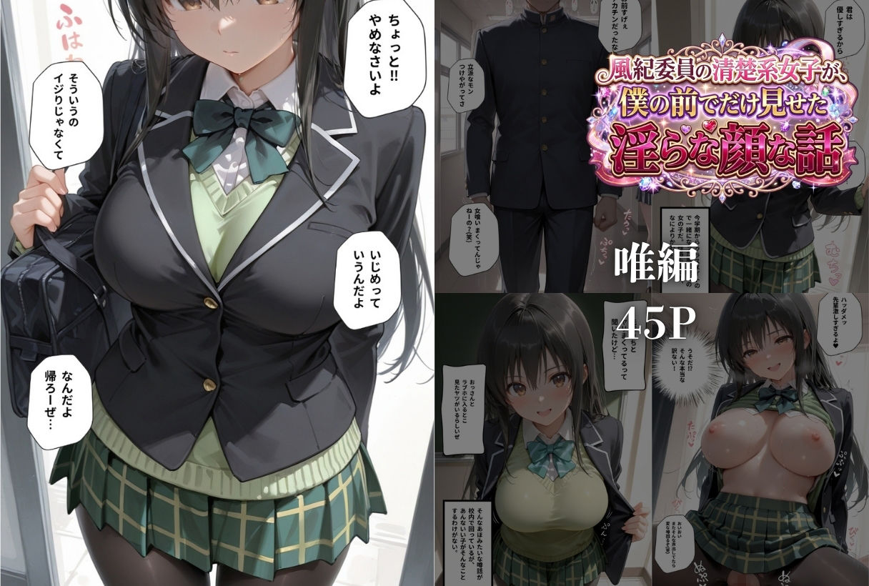 風紀委員の清楚系女子が、僕の前でだけ見せた淫らな顔な話」 サンプル画像1