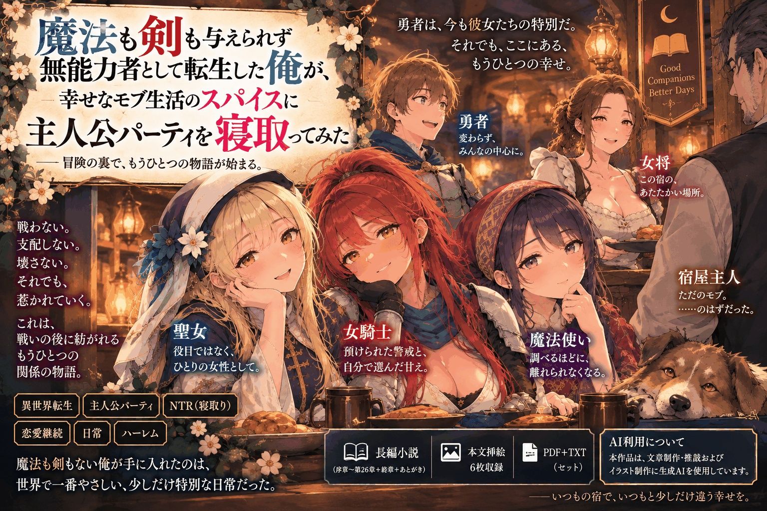 魔法も剣も与えられず無能力者として転生した俺が、幸せなモブ生活のスパイスに主人公パーティを寝取ってみた サンプル画像1