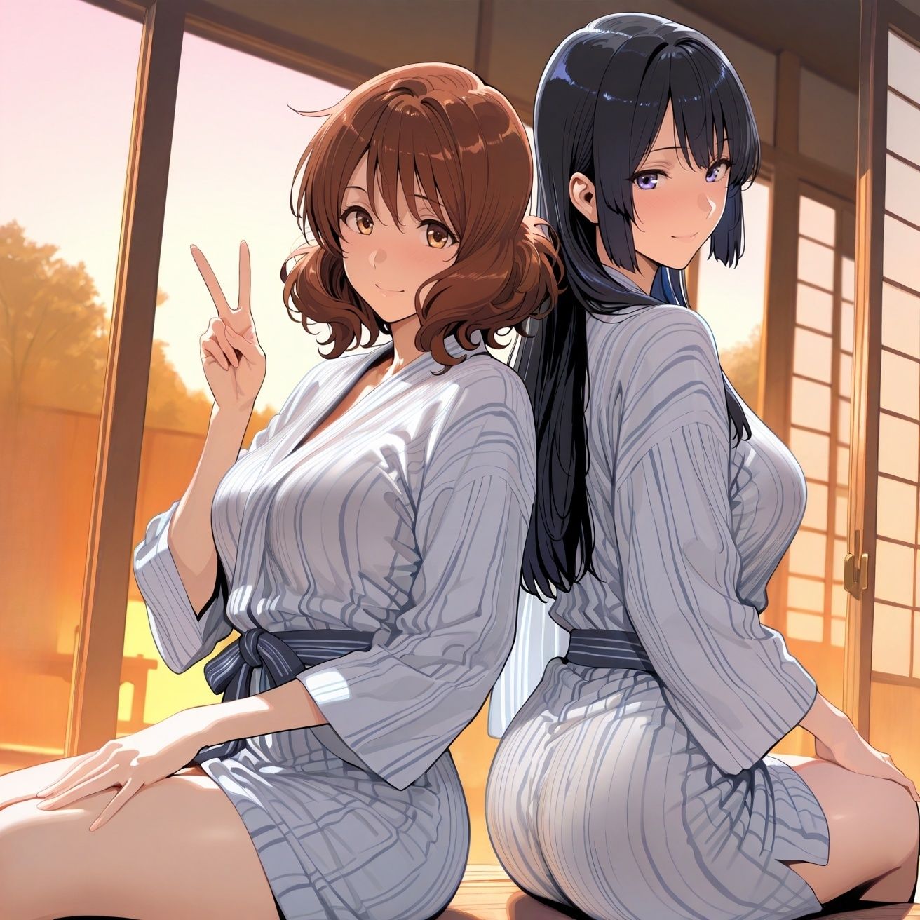 黄○久○子＆高○麗○in旅館 サンプル画像1