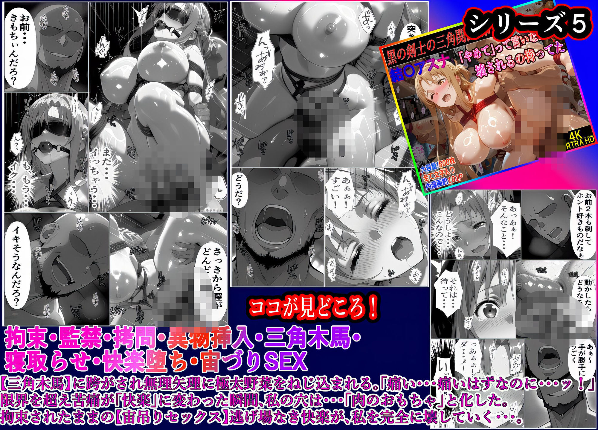 黒の剣士の三角関係  総集編＋10章-後編 「キリト君の種で上書きして・・・」快楽中毒のアスナと直葉 体育倉庫で終わらない強●射精 サンプル画像8