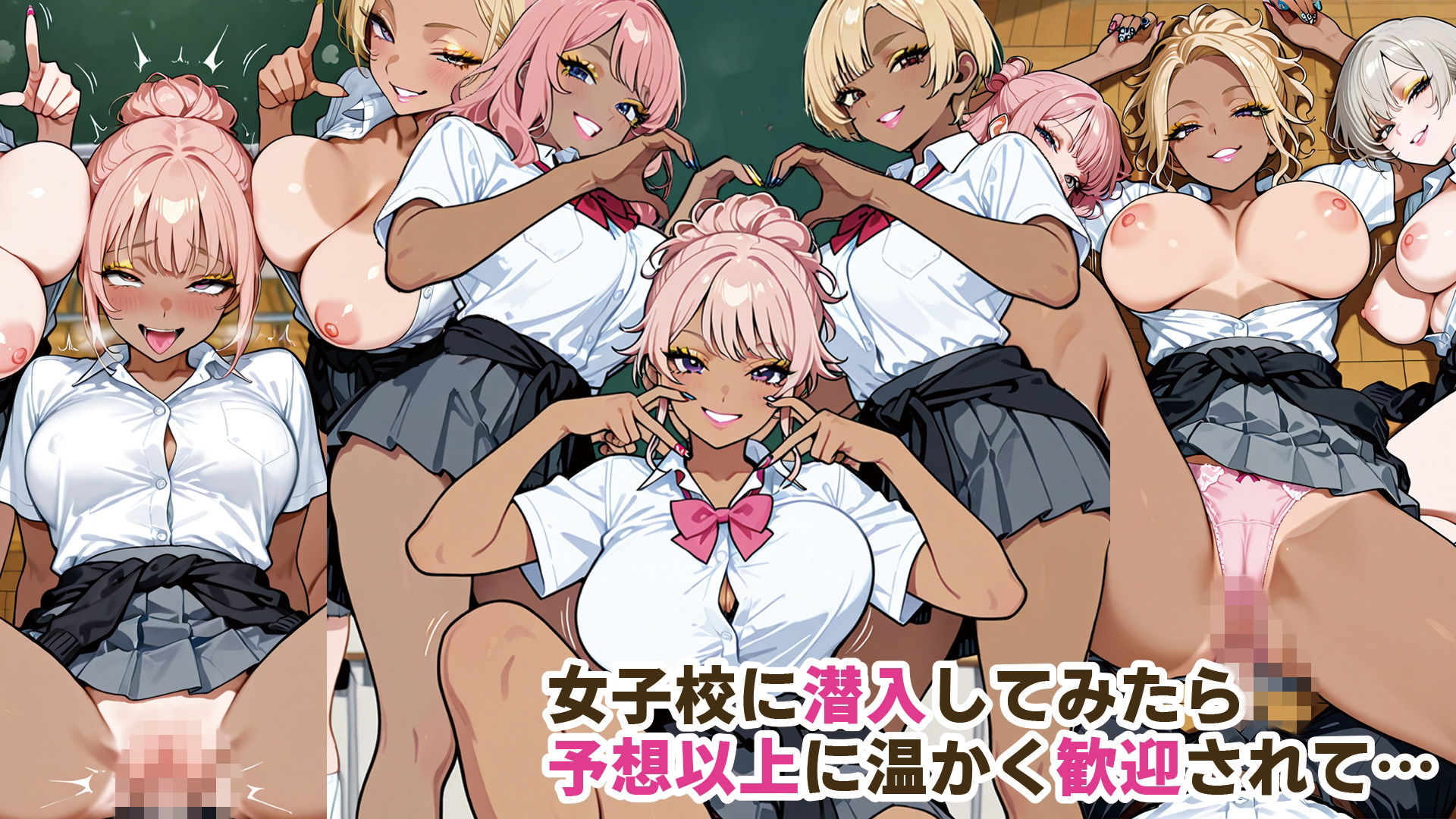 黒ギャルビッチ女学園へようこそ♪ハーレム乱交教育 サンプル画像4