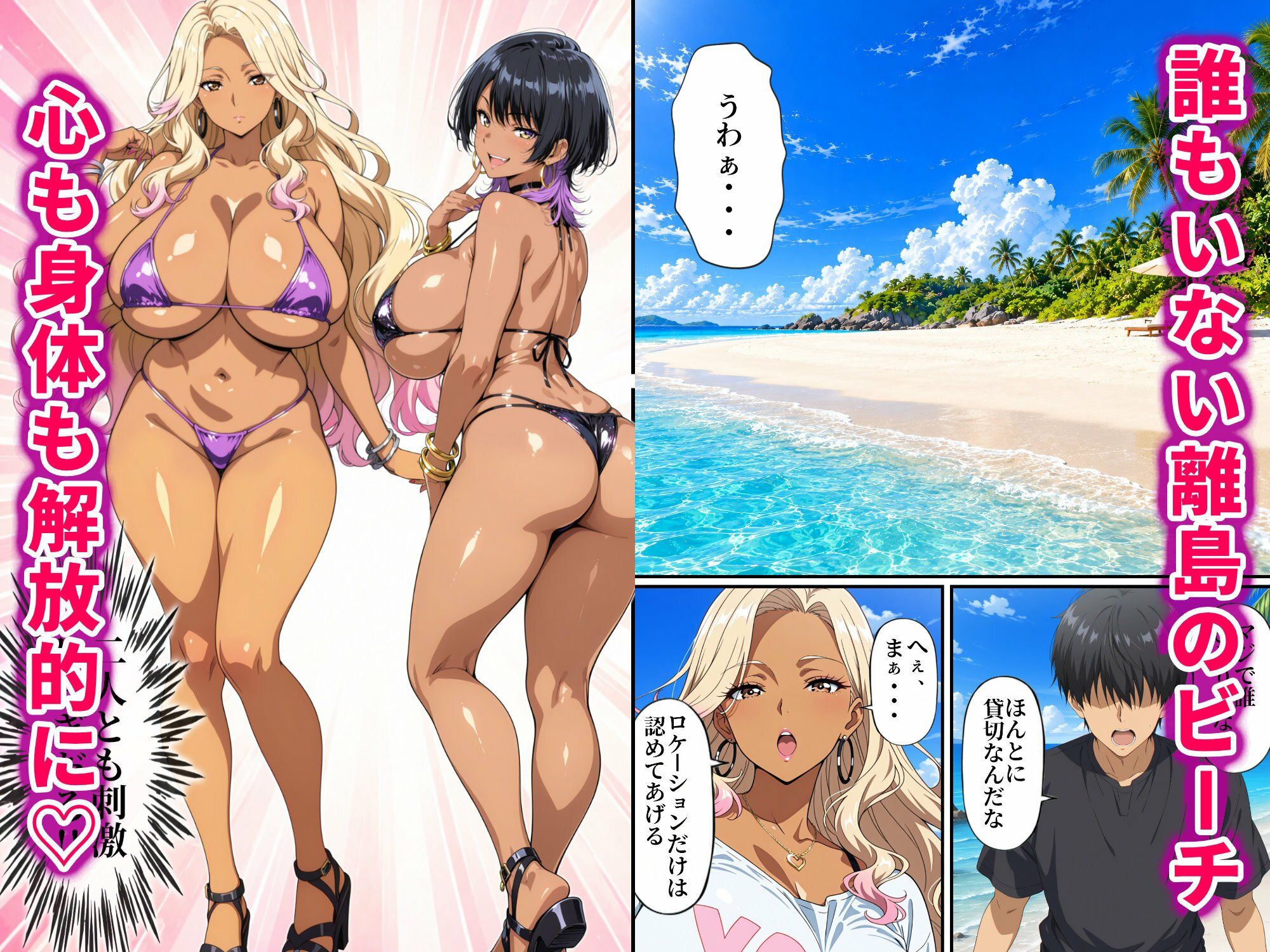 黒ギャル幼馴染VSボーイッシュ黒ギャル〜南国ビーチで俺の取り合いが始まった話〜 サンプル画像2