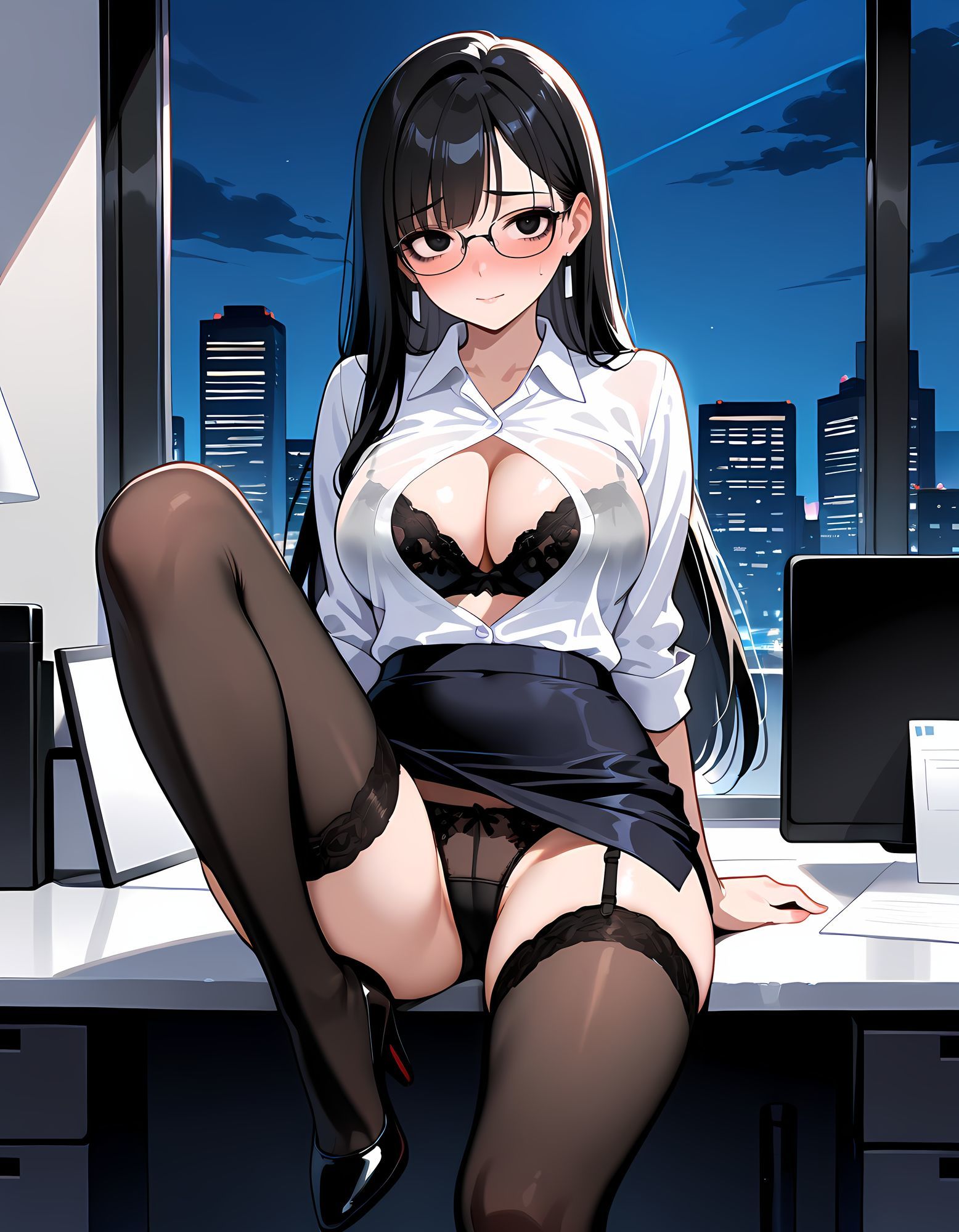 黒ストOLの禁断妄想 〜視線を感じて疼きだす股間〜 サンプル画像1