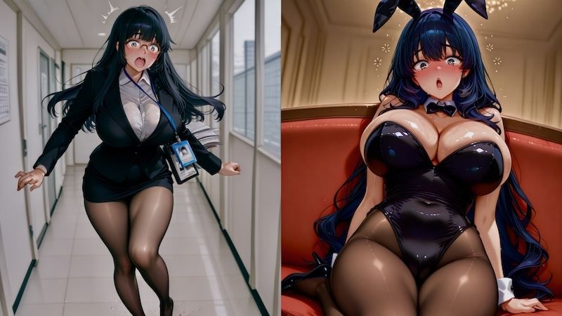 黒髪ロングちゃんとえっち〜憧れのバニーガールは会社の地味子ちゃん！？〜 サンプル画像1