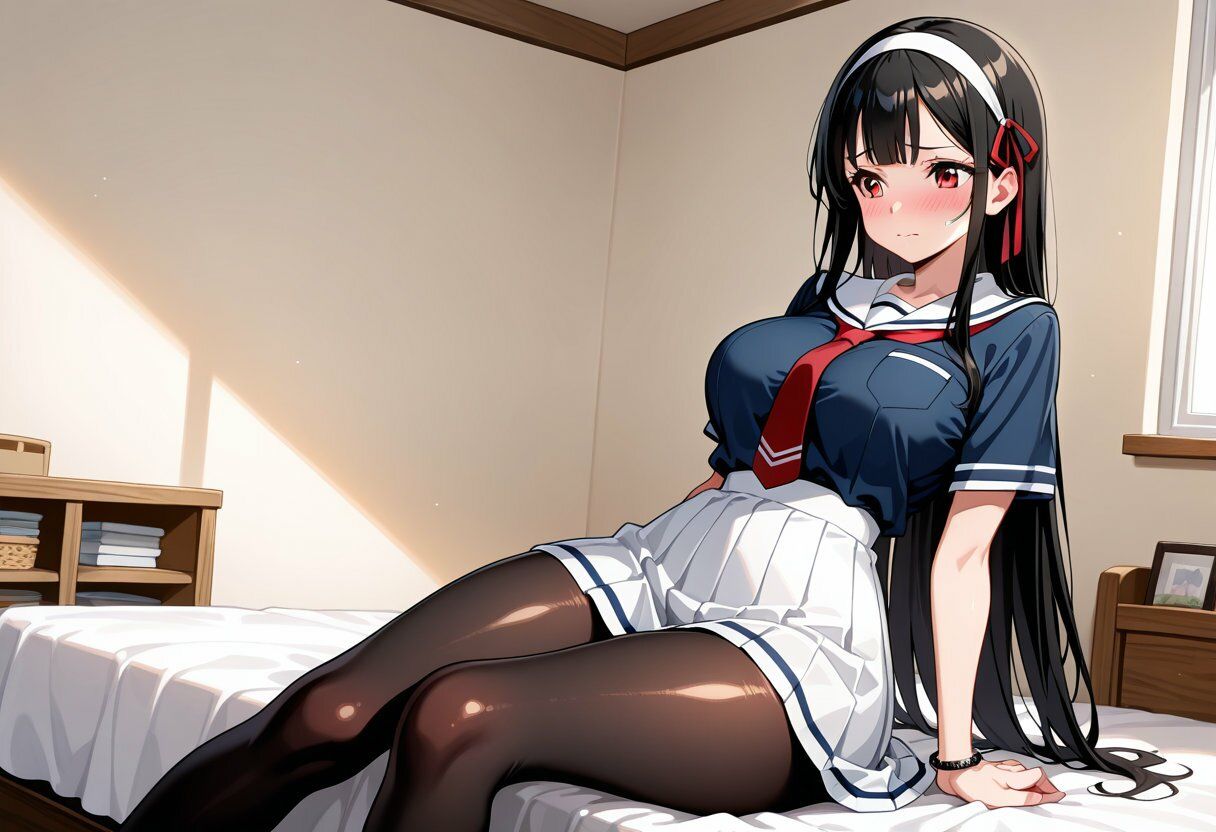 黒髪ロングのお姉さん、九条リオナは最後まで顔が赤い サンプル画像1