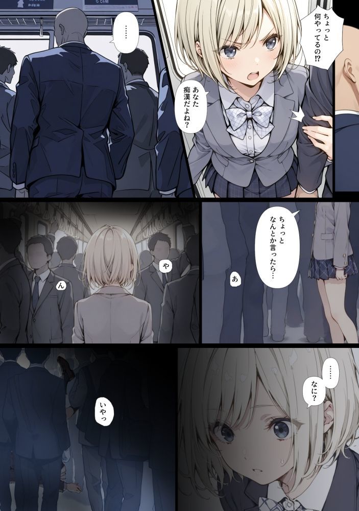 黒髪少女と金髪少女が電車で集団痴●に遭う漫画【ifストーリー】 サンプル画像2