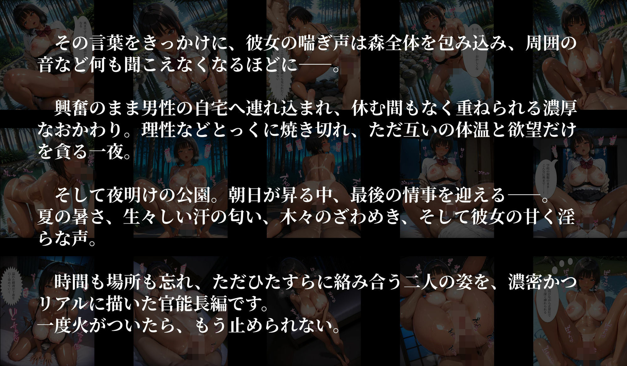 ［500枚の4K高画質（セリフあり）］森夏生姦〜汗だく女生徒と朝まで野生交尾〜 サンプル画像3