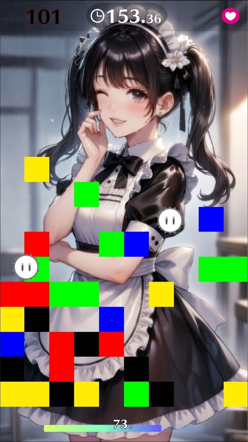 【Android APK ファイル版・着エロに特化！】もざ消し！ パート1 〜モザイク風ブロックをなぞって消す爽快パズルゲーム〜 サンプル画像2