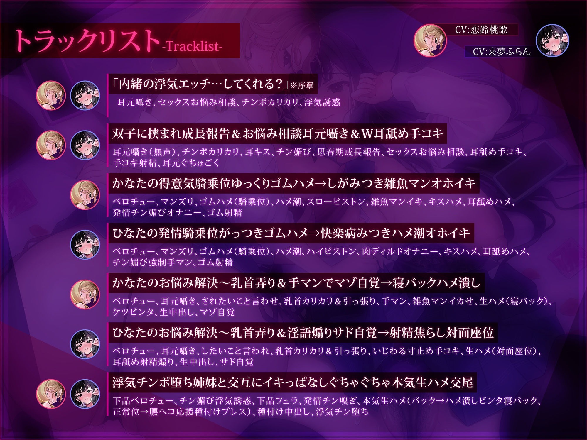 【浮気チン堕ち/ドスケベ差分イラスト付き】むちエロ年下双子姉妹が浮気交尾にハマって堕ちる〜陽キャ＆陰キャ幼馴染と本性わからせド下品生ハメ〜【KU100】 サンプル画像6