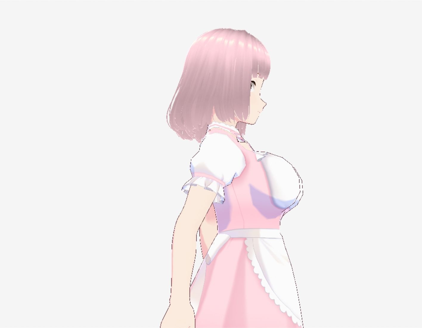ピンク色の衣装を着たメイド風美女（セリフなし  3DCGモデル  イラスト集） サンプル画像1