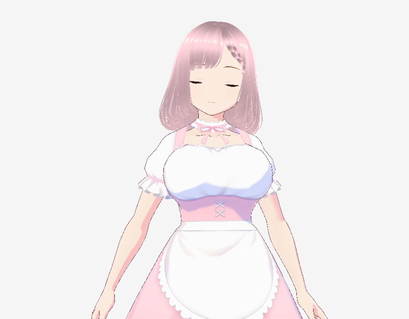 ピンク色の衣装を着たメイド風美女（セリフなし  3DCGモデル  イラスト集） サンプル画像2