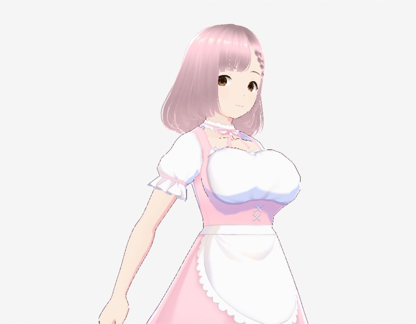 ピンク色の衣装を着たメイド風美女（セリフなし  3DCGモデル  イラスト集） サンプル画像4