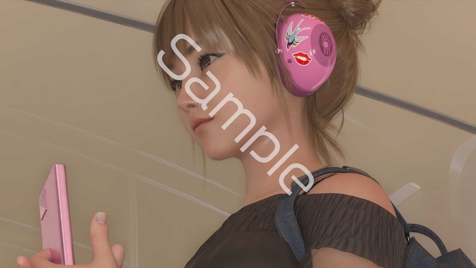 一ノ瀬廻里・私服登校日の通学途中のバス内でスカート内逆さ撮り盗撮の被害に遭う:フロント版PV06（水色・レーシーなTバックパンティ） サンプル画像7