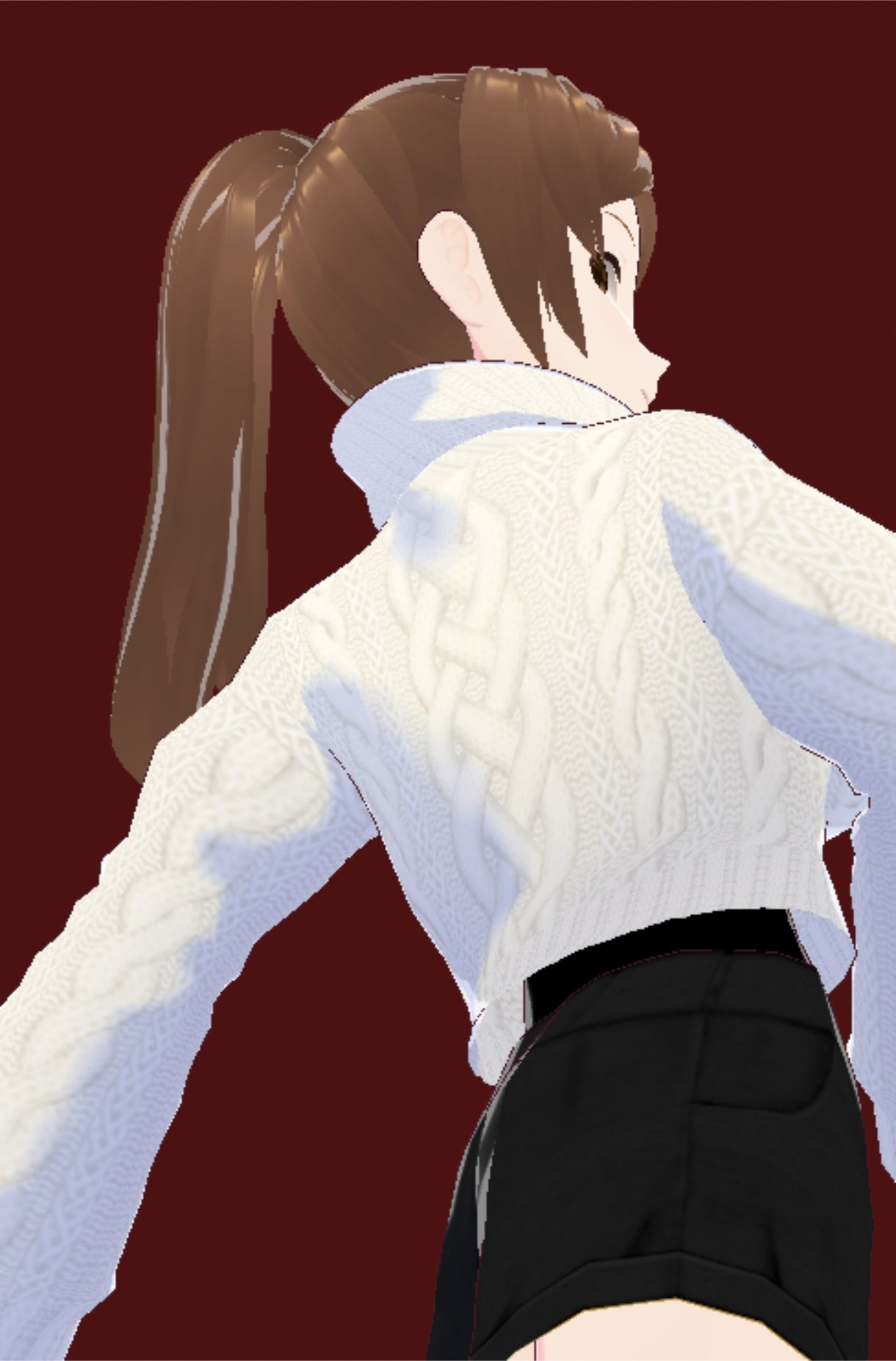 白いタートルネックセーターに黒いショートパンツのお姉さん（セリフなし  3DCGモデル  イラスト集） サンプル画像7