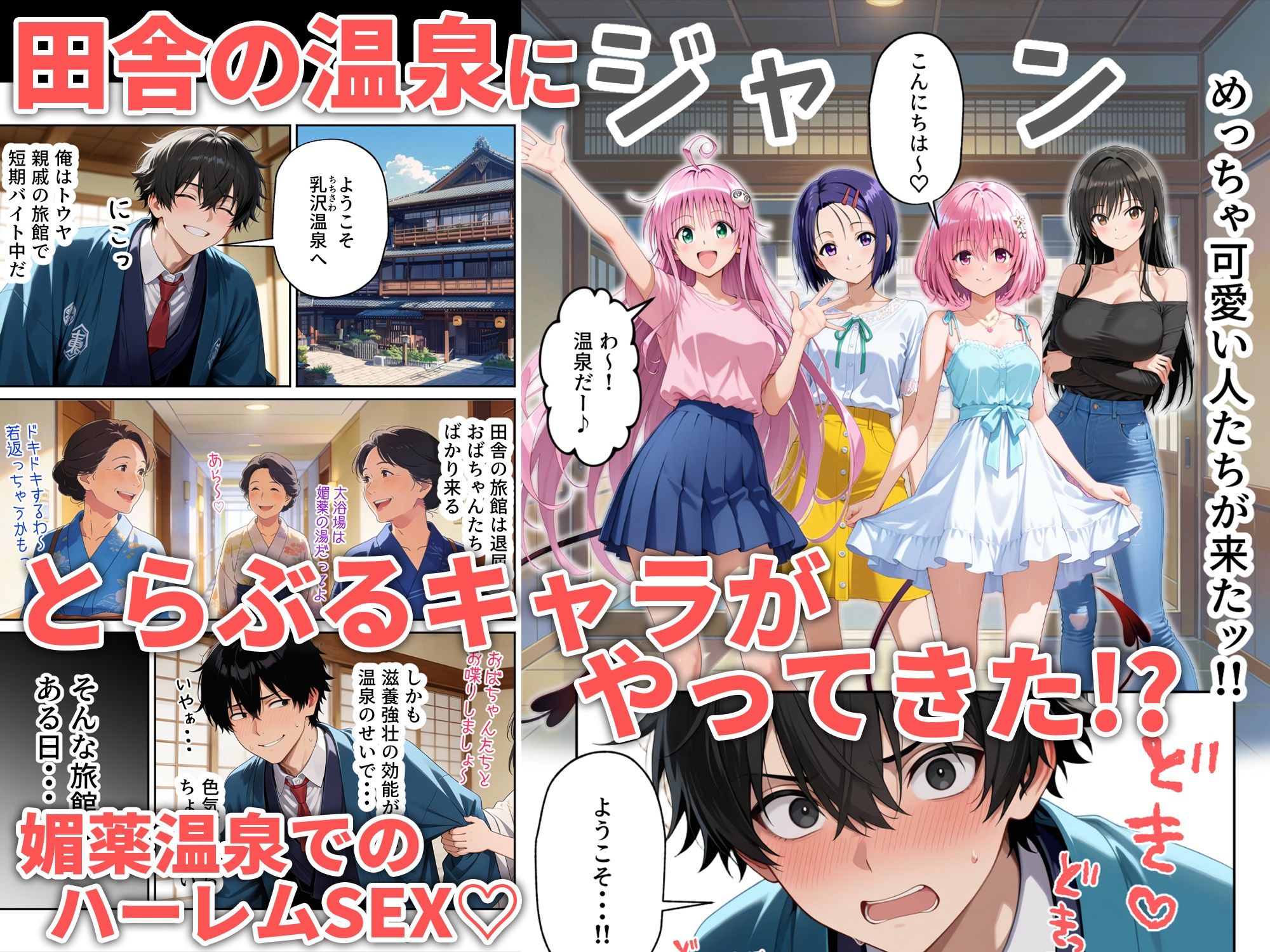 覗き見とらぶるハーレム温泉〜媚薬の湯〜 サンプル画像1