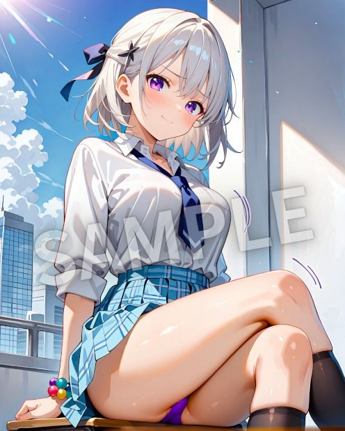 銀髪美女ヒミツ図鑑― 秘められた瞬間イラスト集 ― サンプル画像1