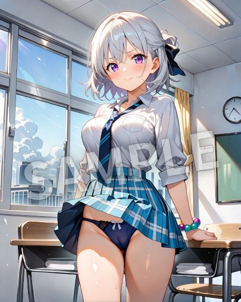 銀髪美女ヒミツ図鑑― 秘められた瞬間イラスト集 ― サンプル画像2