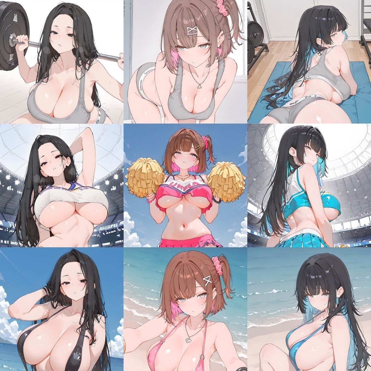 〇お尻・足裏・顔面圧迫特化CG集総集編〇 顔面騎乗 もも圧迫 挟み 足コキ オナホコキ バレー 水着メイド グラビア サンプル画像7