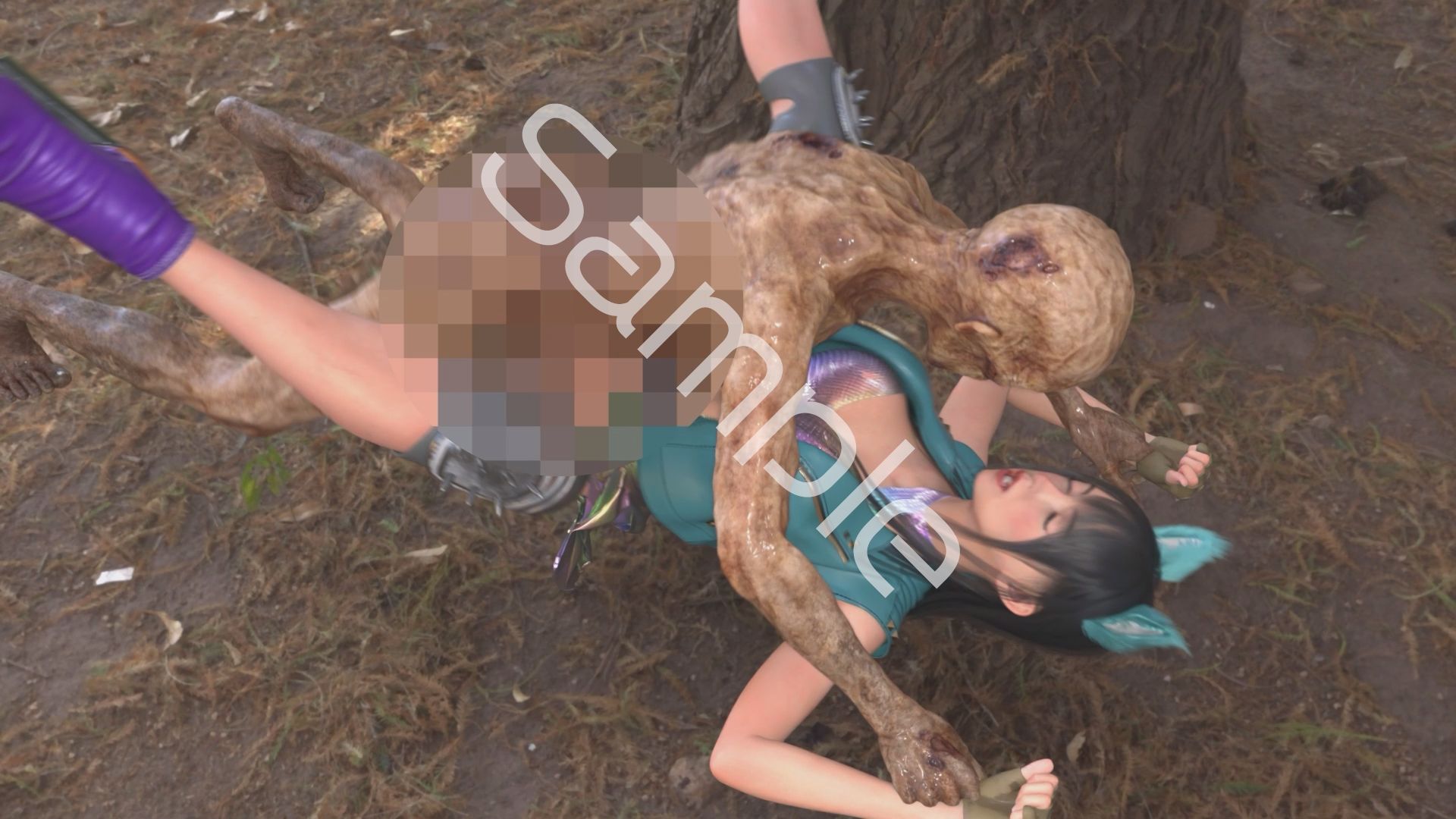 【△100】沙耶が主人公のMMORPG『編隊コレクション:Re』ゲーム動画（Vol.01:ゾンビの集団によるレ○プ被害に遭ってしまう:正常位） サンプル画像1