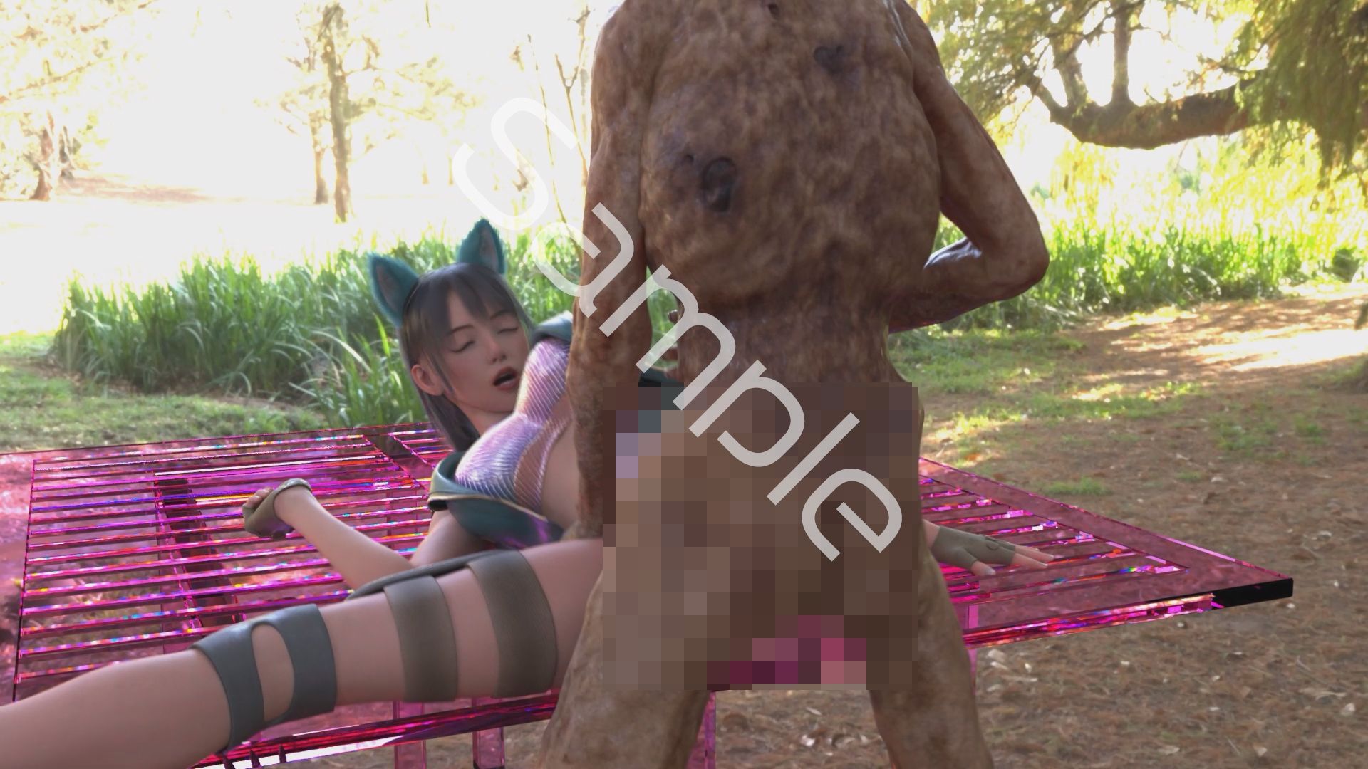 【△100】沙耶が主人公のMMORPG『編隊コレクション:Re』ゲーム動画（Vol.08:ゾンビの集団によるレ○プ被害に遭ってしまう:大開脚） サンプル画像2