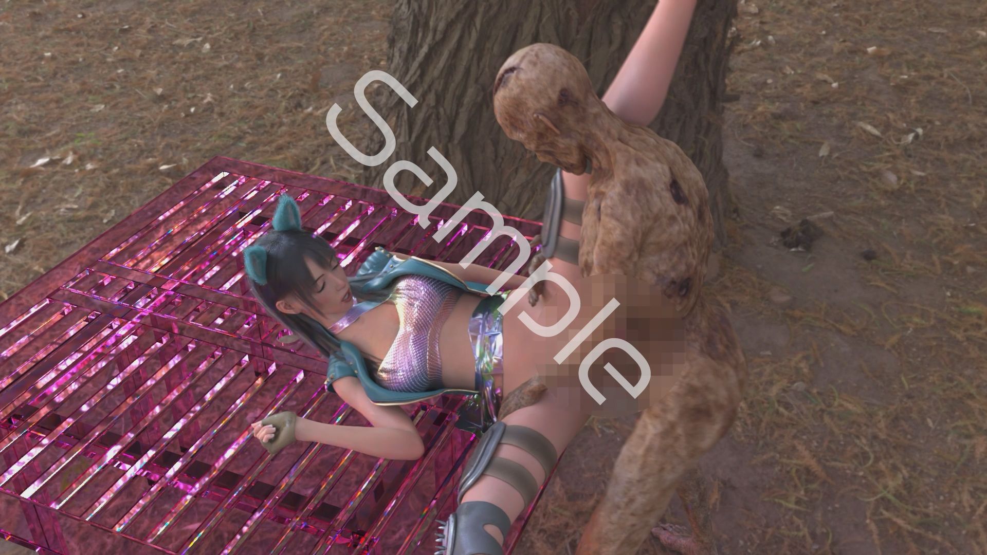 【△100】沙耶が主人公のMMORPG『編隊コレクション:Re』ゲーム動画（Vol.08:ゾンビの集団によるレ○プ被害に遭ってしまう:大開脚） サンプル画像4