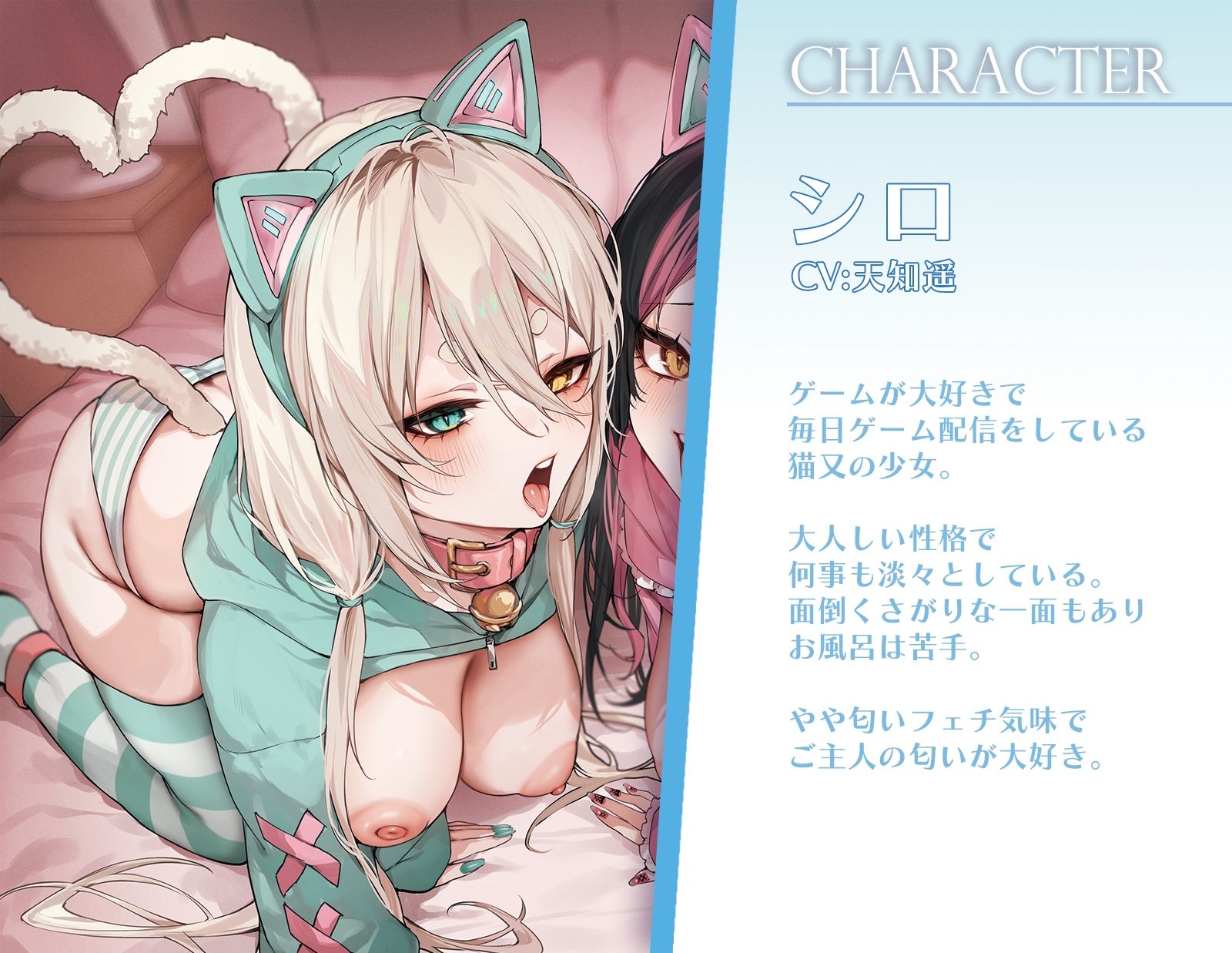 ネコマタ配信者シロ＆クロ〜ご主人様大好きな甘えんぼ猫又美少女たちと過ごす密着度MAXのだら甘えっちライフ〜 サンプル画像2