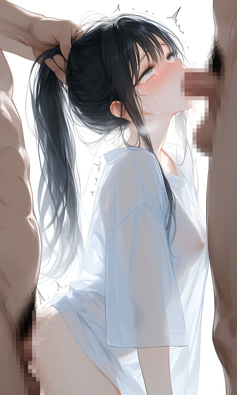 ポニーテールを掴まれてイラマチオ その2 サンプル画像2