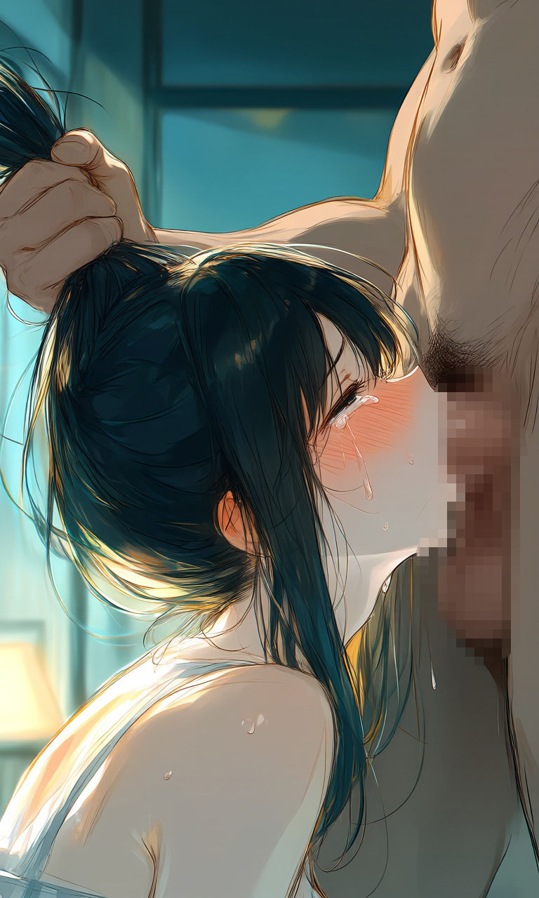 ポニーテールを掴まれてイラマチオ その2 サンプル画像4