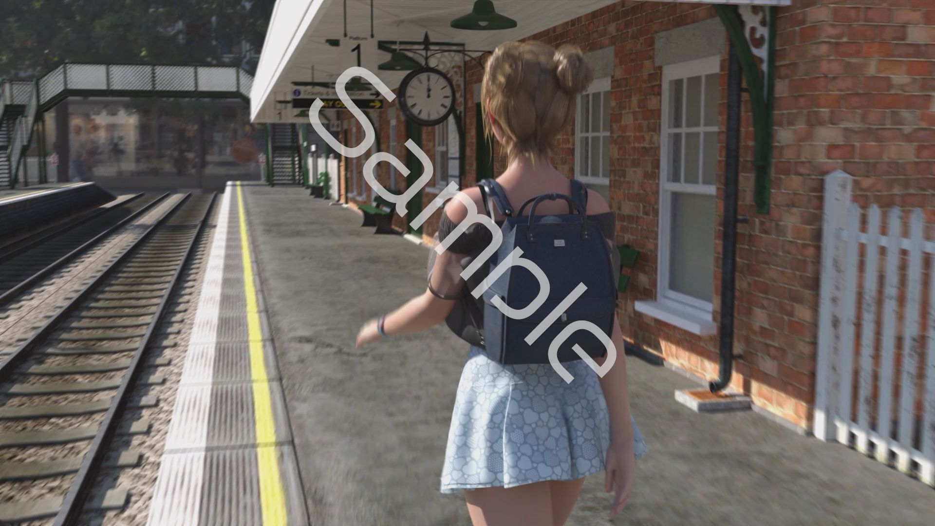 一ノ瀬廻里・私服登校日の通学途中の駅の階段でスカート内逆さ撮り盗撮の被害に遭う:PV05（花柄フルバックパンティ） サンプル画像8