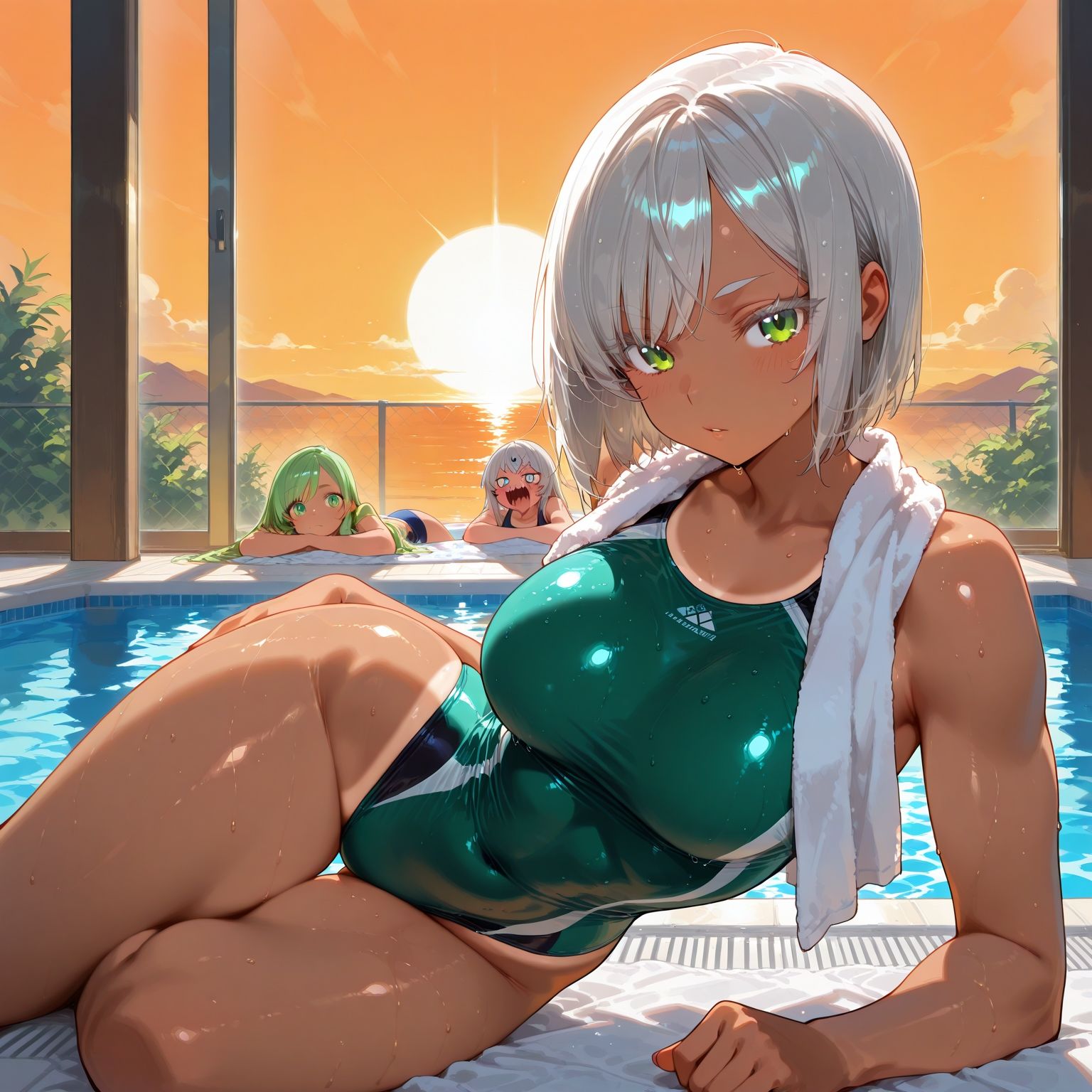 性春学園〜No.4銀髪スク水〜夜プールで種付け調教 サンプル画像2