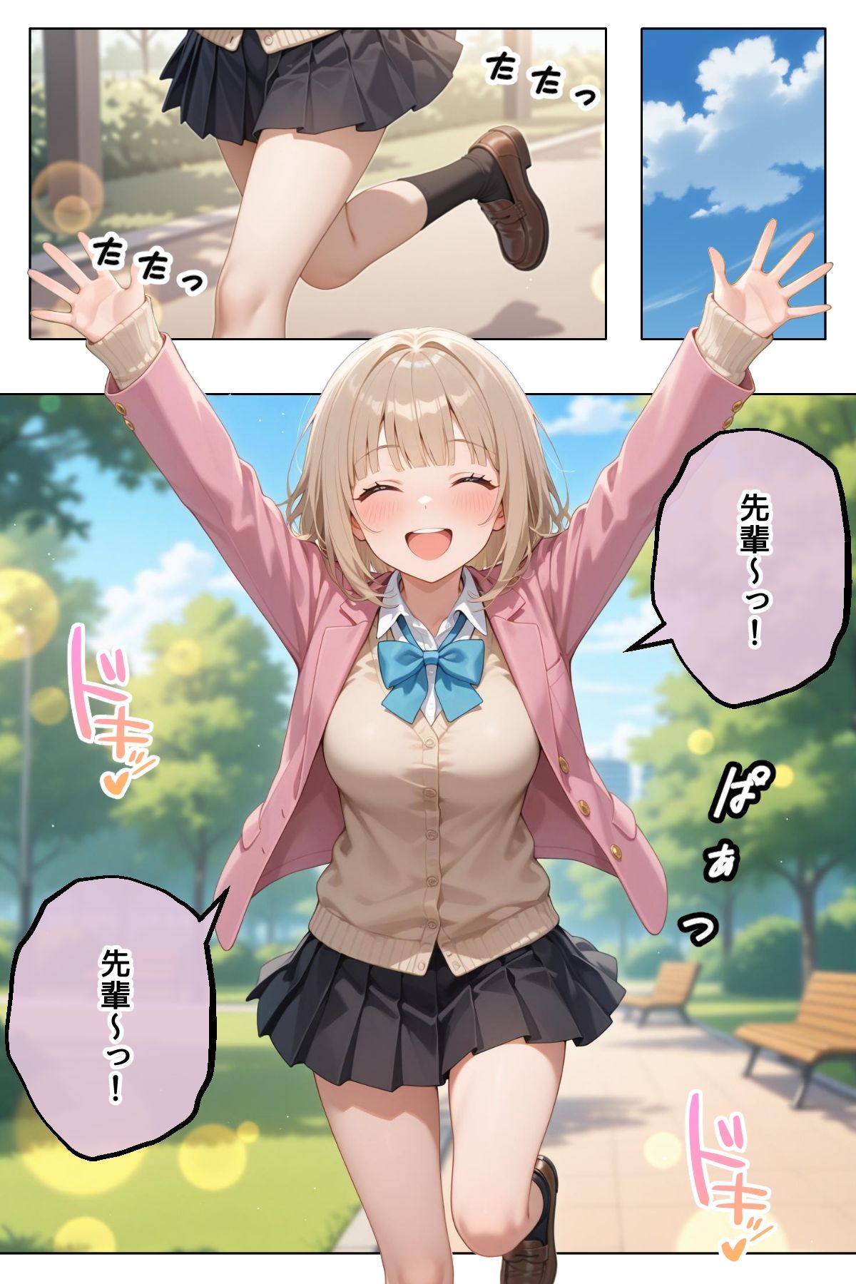 笑顔が可愛い巨乳の後輩彼女と、めちゃくちゃS◯Xする サンプル画像1