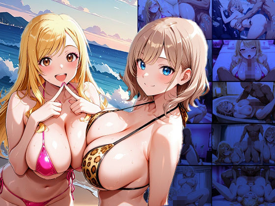 金髪ギャルと艶髪ギャルが海辺で発情誘惑【4K】【500枚】 サンプル画像1