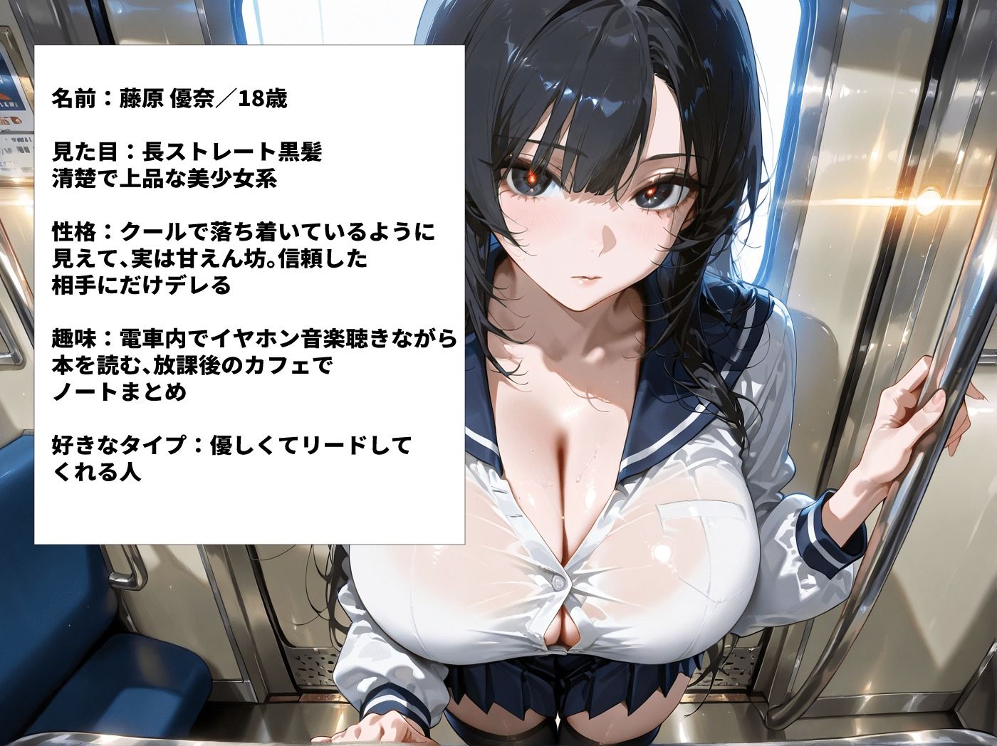 電車で爆乳JKをハメまくる一部始終 サンプル画像1