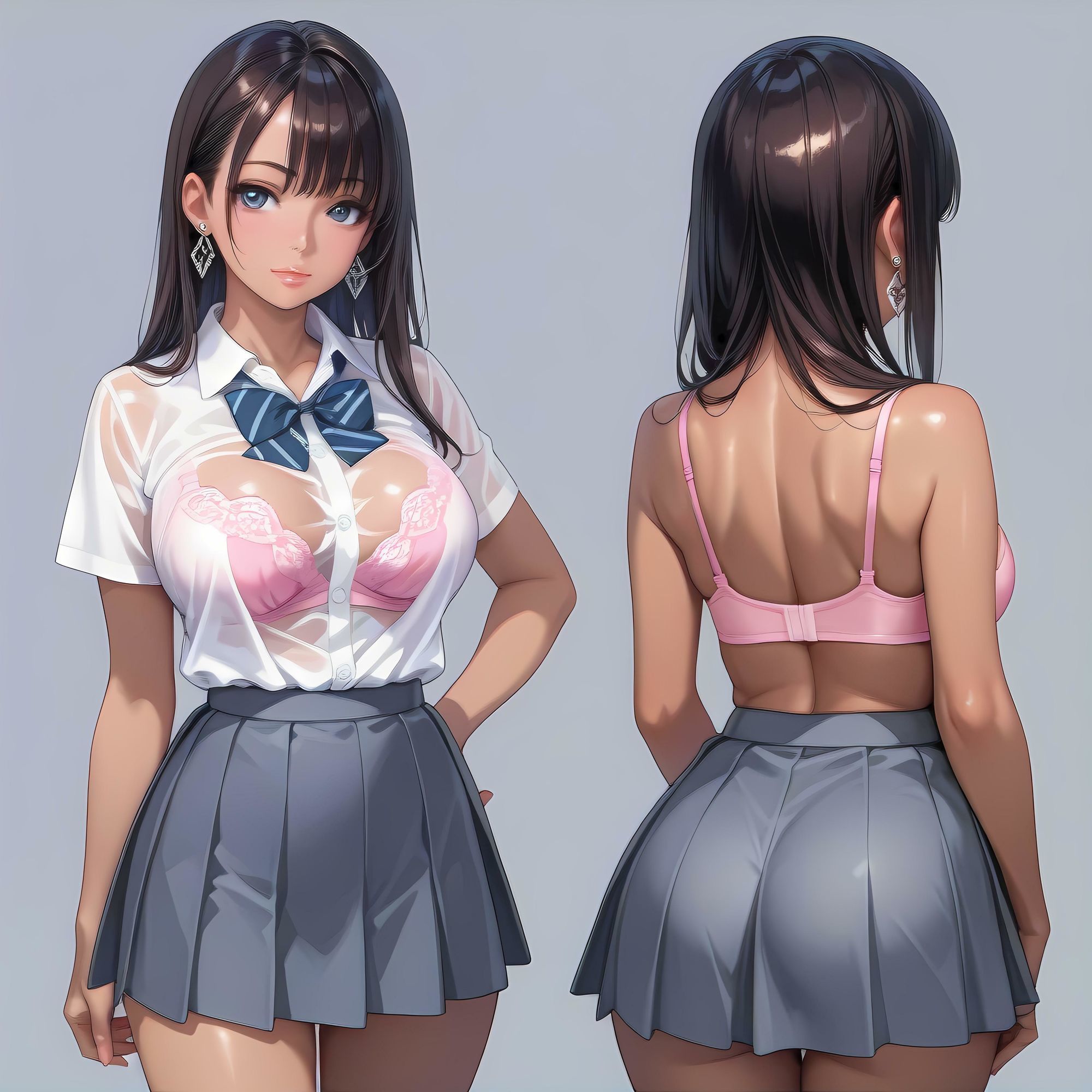 AIイラストフェティシズム『制服とブラ』 サンプル画像1