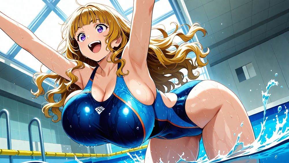 【4K】爆乳ツインカラー水泳部が合宿で媚薬漬け！指導者と濡れ交尾 サンプル画像3