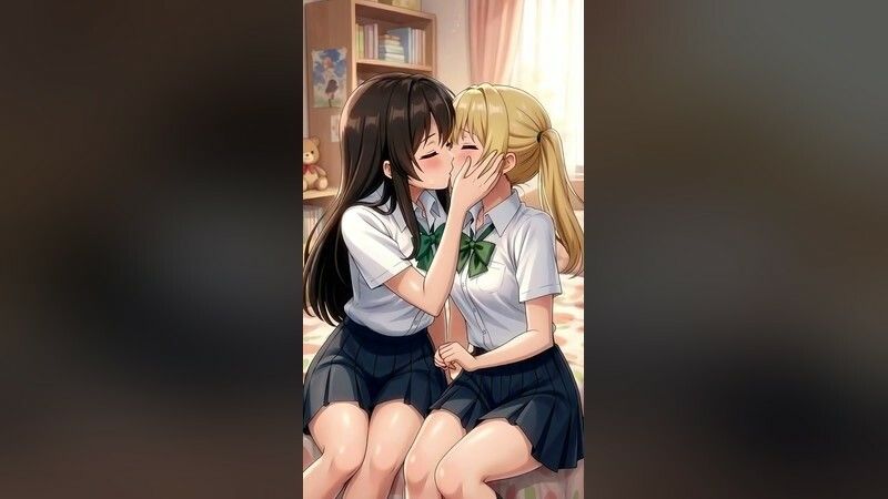 【4Kフルモーション】制服百合少女の濃厚ディープキス〜密着こすりあいでイッちゃう3分フルアニメ〜【フルボイス】 サンプル画像1