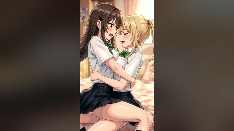 【4Kフルモーション】制服百合少女の濃厚ディープキス〜密着こすりあいでイッちゃう3分フルアニメ〜【フルボイス】 サンプル画像4