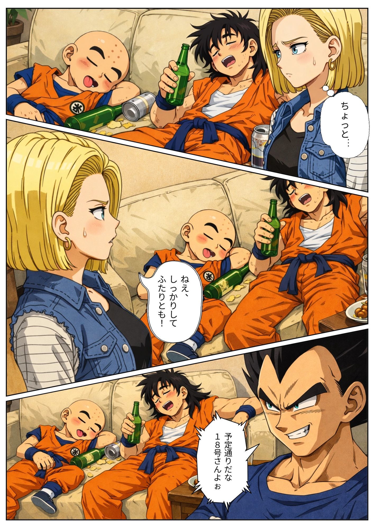 【NTR漫画】 3部屋飲みで二人きりの わずかな時間で寝とられる18号。 帰宅したクリ○ンが寝ている間も 朝までサイヤ人とヤリまくり… 3 サンプル画像1