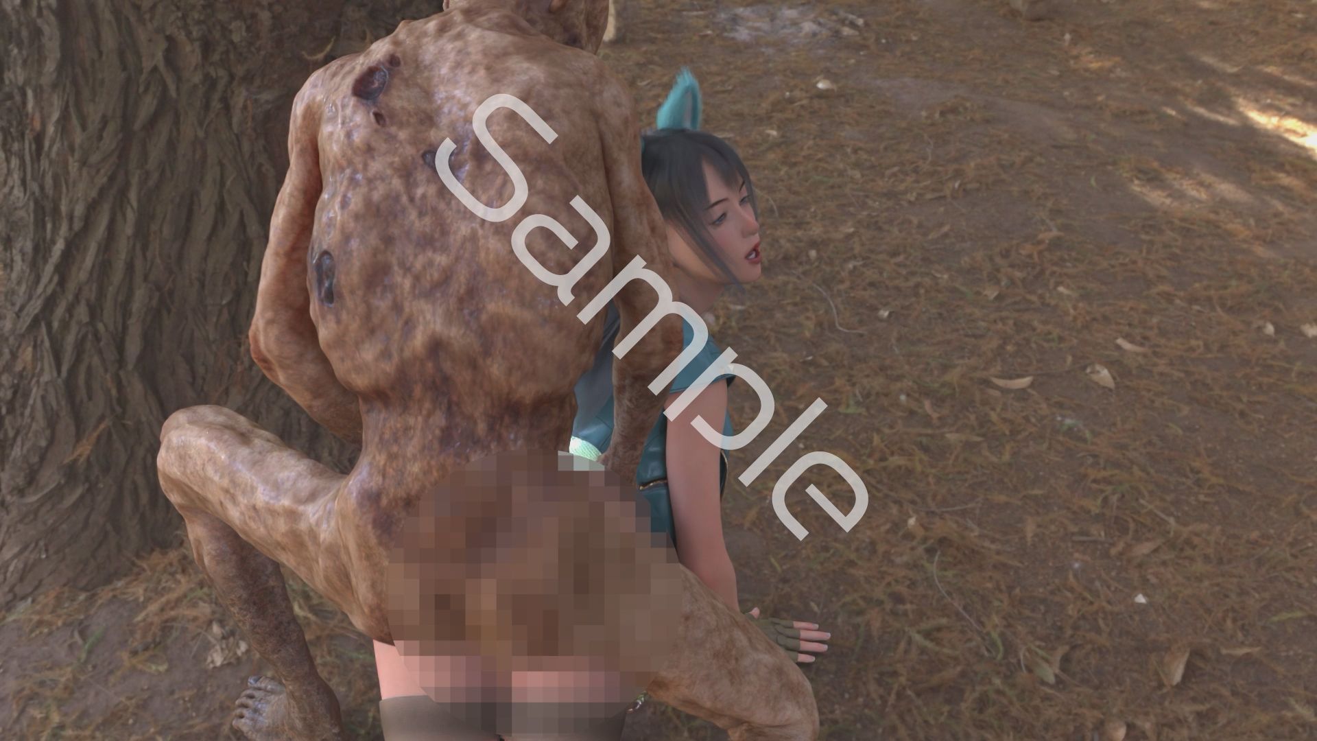 【△100】沙耶が主人公のMMORPG『編隊コレクション:Re』ゲーム動画（Vol.31:ゾンビの集団によるレ○プ被害に遭ってしまう:「ワイルドなバック挿入」でおっぱい丸出し） サンプル画像1