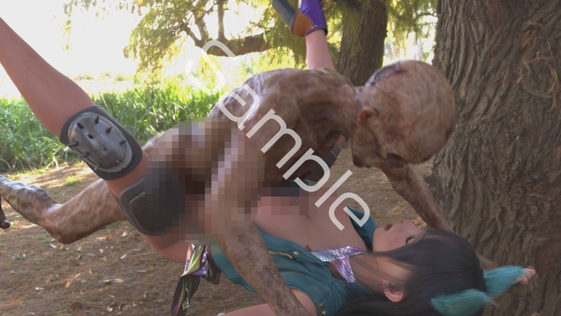 【△100】沙耶が主人公のMMORPG『編隊コレクション:Re』ゲーム動画（Vol.11:ゾンビの集団によるレ○プ被害に遭ってしまう:正常位おっぱい丸出し） サンプル画像2