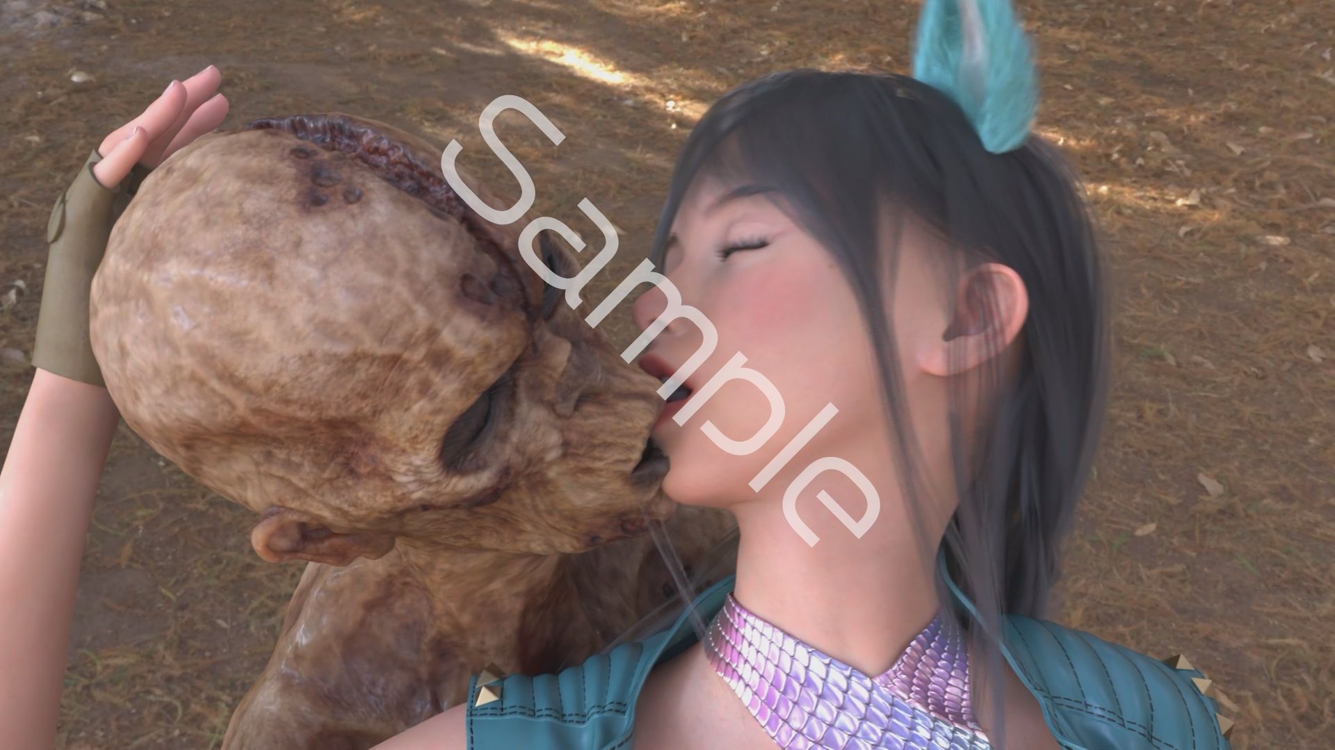 【△100】沙耶が主人公のMMORPG『編隊コレクション:Re』ゲーム動画（Vol.29:ゾンビの集団によるレ○プ被害に遭ってしまう:「無理キス★背面立位挿入」でおっぱいモミモミ） サンプル画像2