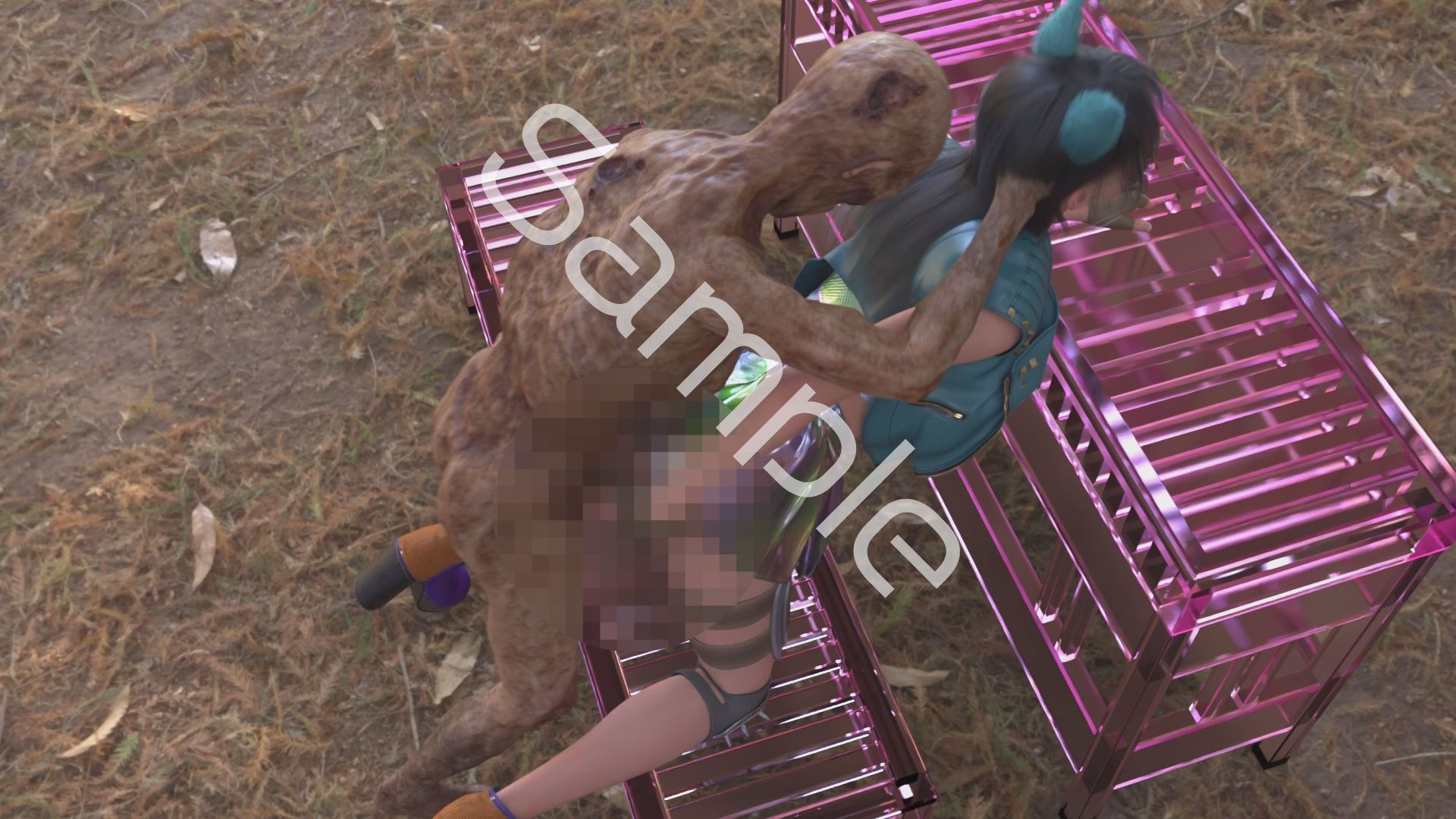 【△100】沙耶が主人公のMMORPG『編隊コレクション:Re』ゲーム動画（Vol.24:ゾンビの集団によるレ○プ被害に遭ってしまう:「頭を掴んで後ろからファック」でおっぱい丸出し） サンプル画像3