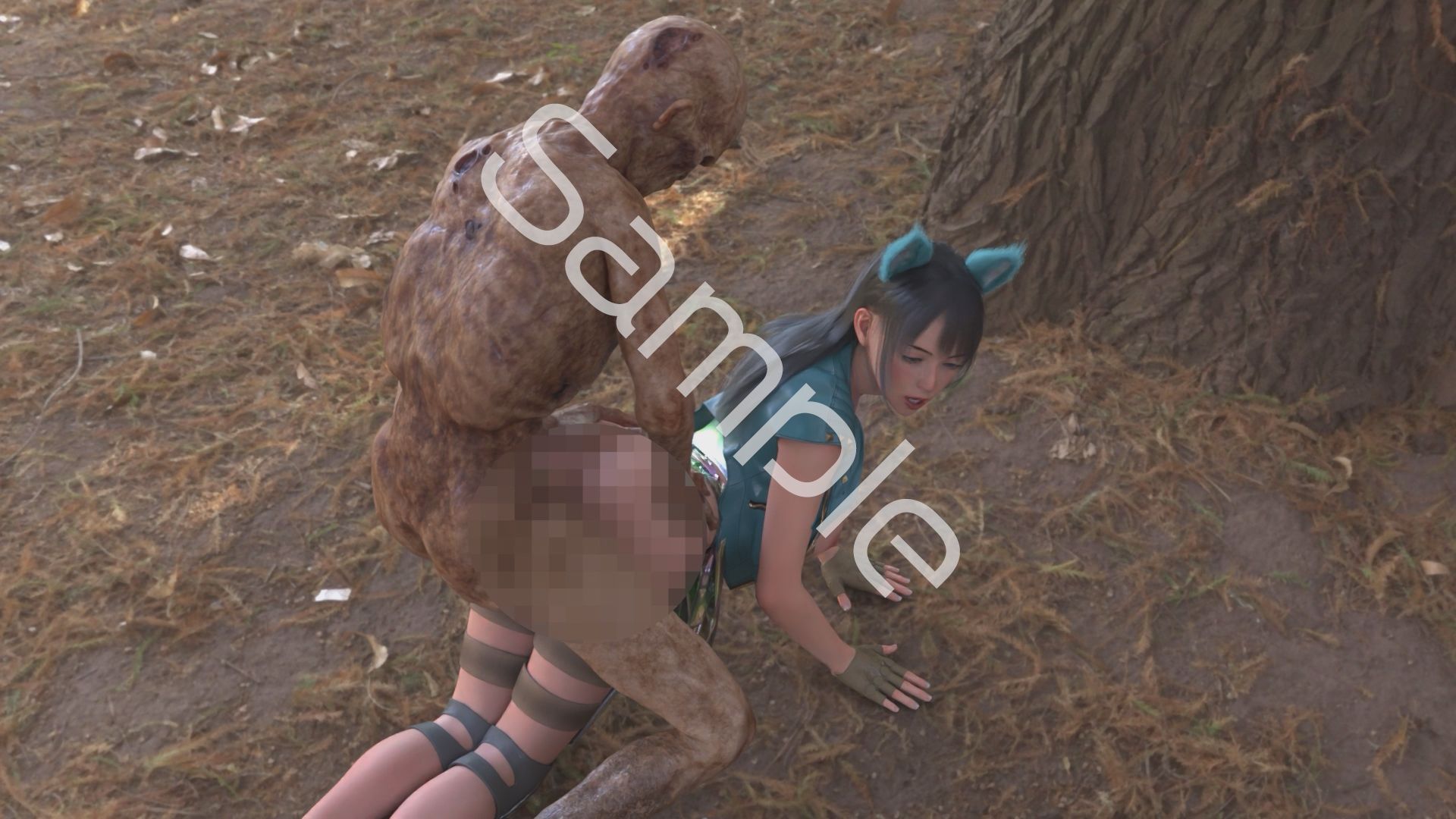 【△100】沙耶が主人公のMMORPG『編隊コレクション:Re』ゲーム動画（Vol.31:ゾンビの集団によるレ○プ被害に遭ってしまう:「ワイルドなバック挿入」でおっぱい丸出し） サンプル画像3