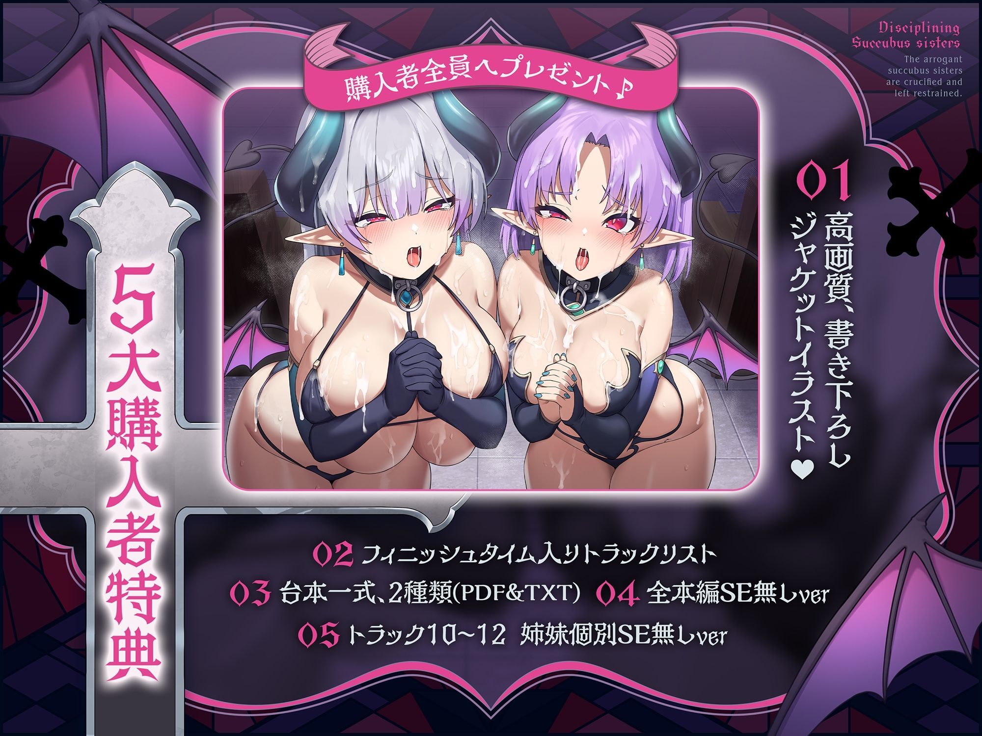 〜インモラル淫魔指導♪〜あえて精液を与えなかったら、割とすぐに堕ちたプライドMAXの凶悪サキュバス姉妹への分からせ拘束放置＆服従淫紋契約♪ サンプル画像1